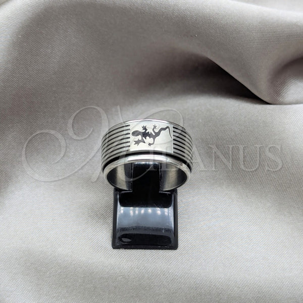 Anillo de Hombre 01.63.0671.09 Acero Inoxidable, Diseño de Flor y Escorpión, Pulido, Tono Plateado (Size 9)
