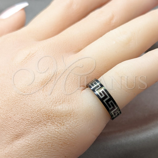 Anillo de Hombre 01.63.0672.05 Acero Inoxidable, Pulido Negro, Rodinado Negro (Size 5)