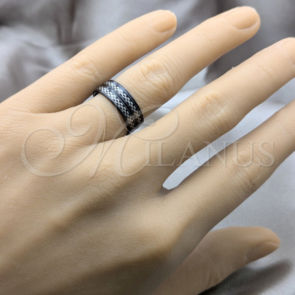 Anillo de Hombre 01.63.0673.08 Acero Inoxidable, Pulido Negro, Rodinado Negro (Size 8)