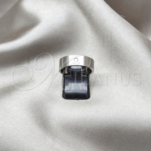 Anillo de Hombre 01.63.0674.05 Acero Inoxidable, con Blanca Cristal, Mate Negro, Tono Plateado (Size 5)