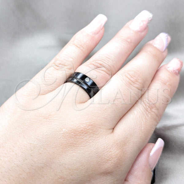 Anillo de Hombre 01.63.0675.08 Acero Inoxidable, con Blanca Cristal, Pulido Negro, Rodinado Negro (Size 8)