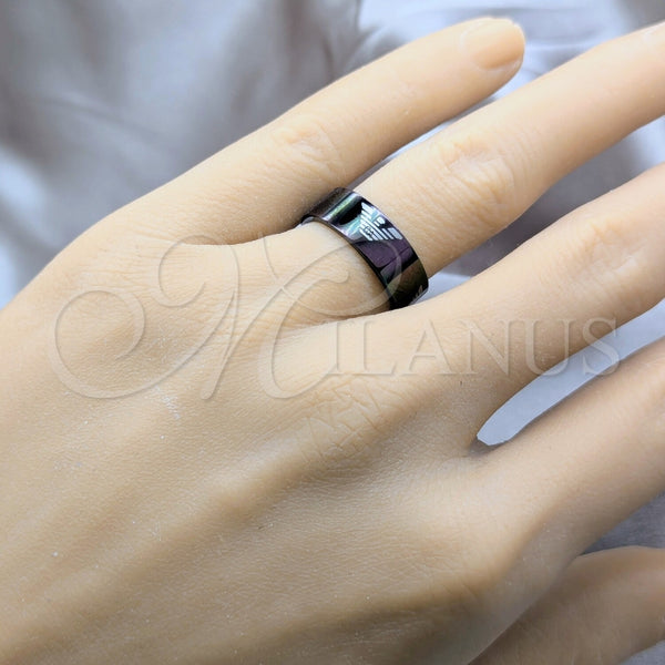 Anillo de Hombre 01.63.0676.08 Acero Inoxidable, Pulido Negro, Rodinado Negro (Size 8)