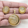 Juego de Arete y Dije de Adulto 10.63.0652 Acero Inoxidable, Resinado Amarillo, Tono Dorado