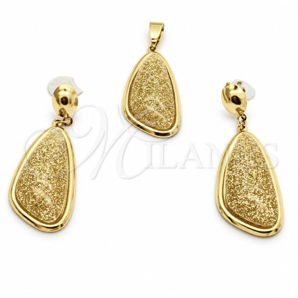 Juego de Arete y Dije de Adulto 10.63.0655 Acero Inoxidable, Resinado Amarillo, Tono Dorado