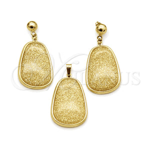 Juego de Arete y Dije de Adulto 10.63.0656 Acero Inoxidable, Resinado Amarillo, Tono Dorado
