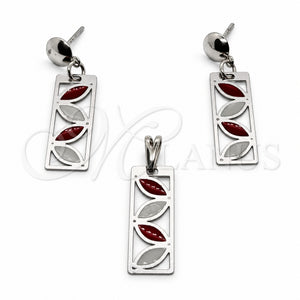 Juego de Arete y Dije de Adulto 10.63.0658 Acero Inoxidable, Esmaltado Multicolor, Tono Plateado