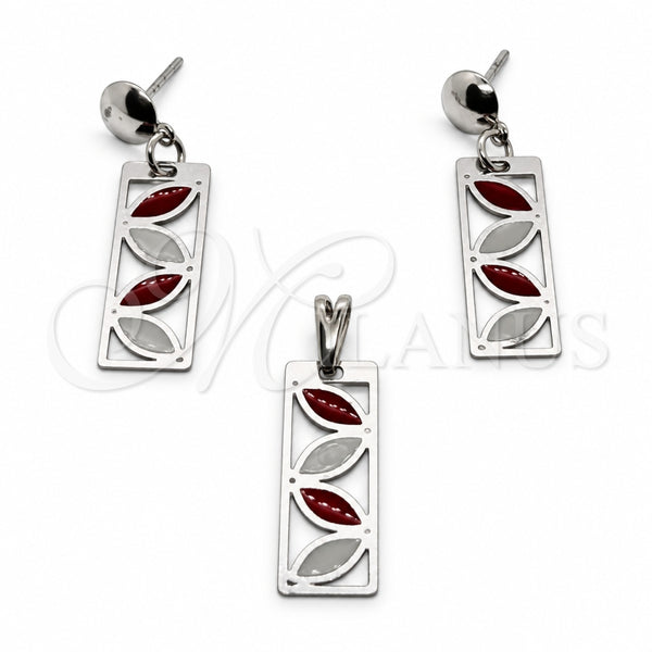 Juego de Arete y Dije de Adulto 10.63.0658 Acero Inoxidable, Esmaltado Multicolor, Tono Plateado