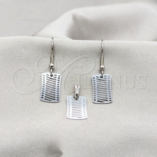 Juego de Arete y Dije de Adulto 10.63.0661 Acero Inoxidable, Pulido Multicolor, Tono Plateado