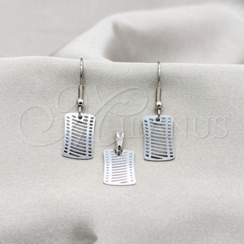 Juego de Arete y Dije de Adulto 10.63.0661 Acero Inoxidable, Pulido Multicolor, Tono Plateado