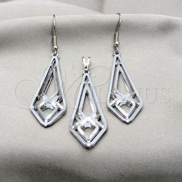 Juego de Arete y Dije de Adulto 10.63.0662 Acero Inoxidable, Pulido Multicolor, Tono Plateado