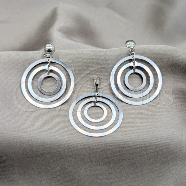 Juego de Arete y Dije de Adulto 10.63.0663 Acero Inoxidable, Pulido Multicolor, Tono Plateado