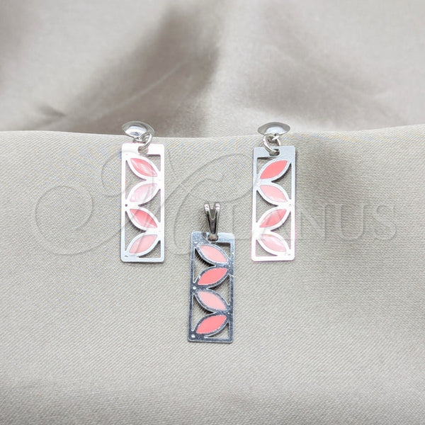 Juego de Arete y Dije de Adulto 10.63.0665 Acero Inoxidable, Esmaltado Multicolor, Tono Plateado