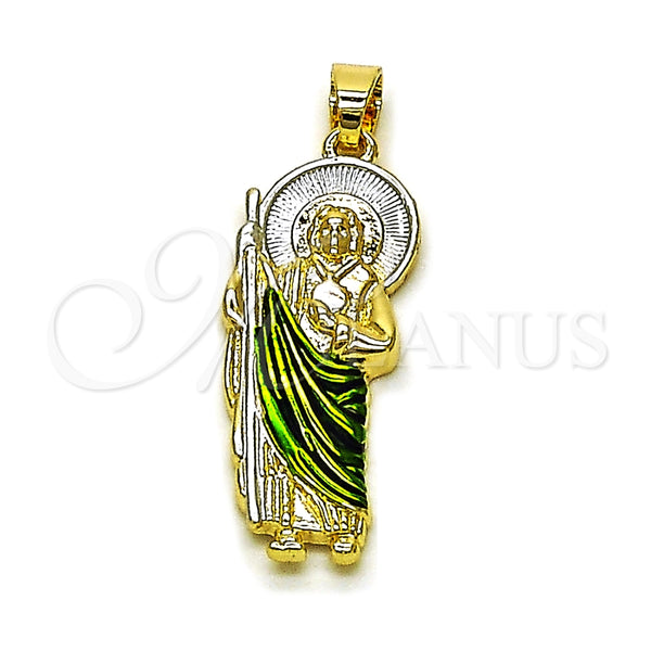 Dije Religioso 05.210.0014 Oro Laminado, Diseño de San Judas, Pulido, Tres Tonos
