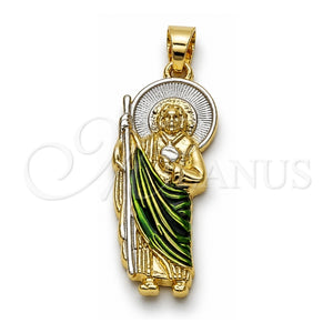Dije Religioso 05.210.0014 Oro Laminado, Diseño de San Judas, Pulido, Tres Tonos