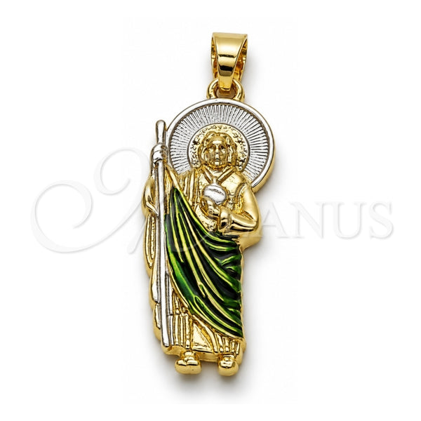 Dije Religioso 05.210.0014 Oro Laminado, Diseño de San Judas, Pulido, Tres Tonos