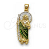 Dije Religioso 05.210.0014 Oro Laminado, Diseño de San Judas, Pulido, Tres Tonos