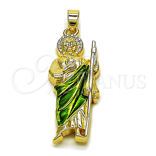Dije Religioso 05.210.0015 Oro Laminado, Diseño de San Judas, Pulido, Tres Tonos