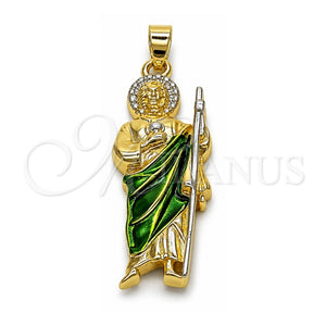 Dije Religioso 05.210.0015 Oro Laminado, Diseño de San Judas, Pulido, Tres Tonos