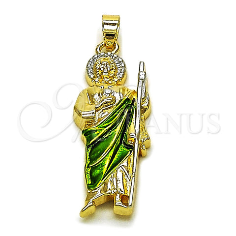 Dije Religioso 05.210.0015 Oro Laminado, Diseño de San Judas, Pulido, Tres Tonos
