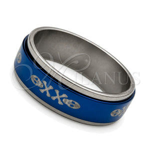 Anillo de Hombre 01.63.0682.09 Acero Inoxidable, Diseño de Escorpión y Pescado, Esmaltado Azul, Tono Plateado (Size 9)
