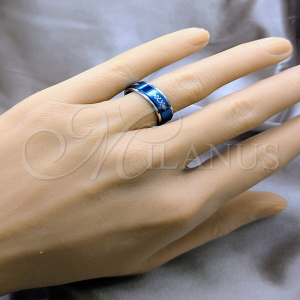 Anillo de Hombre 01.63.0682.10 Acero Inoxidable, Diseño de Pescado y Escorpión, Esmaltado Azul, Tono Plateado (Size 10)