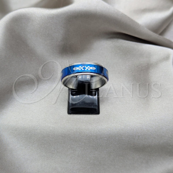 Anillo de Hombre 01.63.0682.10 Acero Inoxidable, Diseño de Pescado y Escorpión, Esmaltado Azul, Tono Plateado (Size 10)