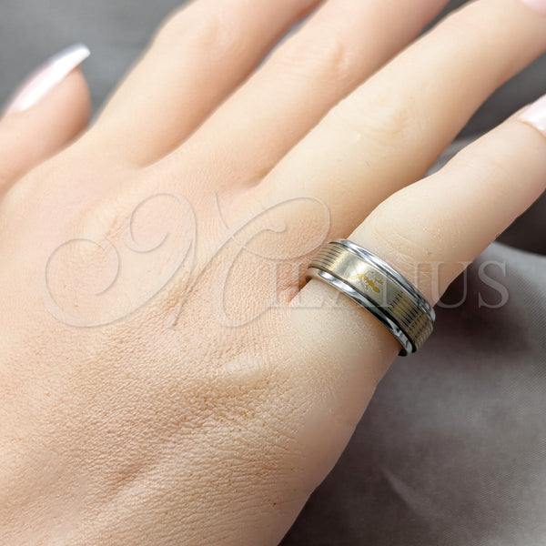 Anillo de Hombre 01.63.0685.08 Acero Inoxidable, Diseño de Duplo, Pulido, Tono Dorado (Size 8)