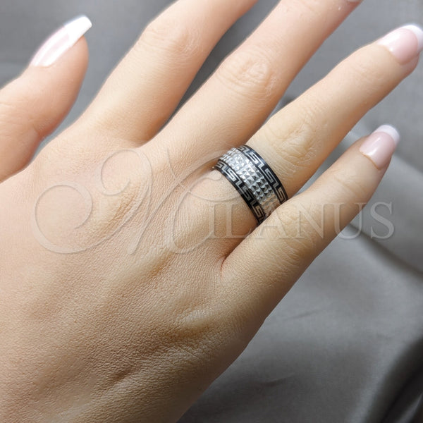Anillo de Hombre 01.63.0684.09 Acero Inoxidable, Diseño de Duplo, Pulido, Rodinado Negro (Size 9)