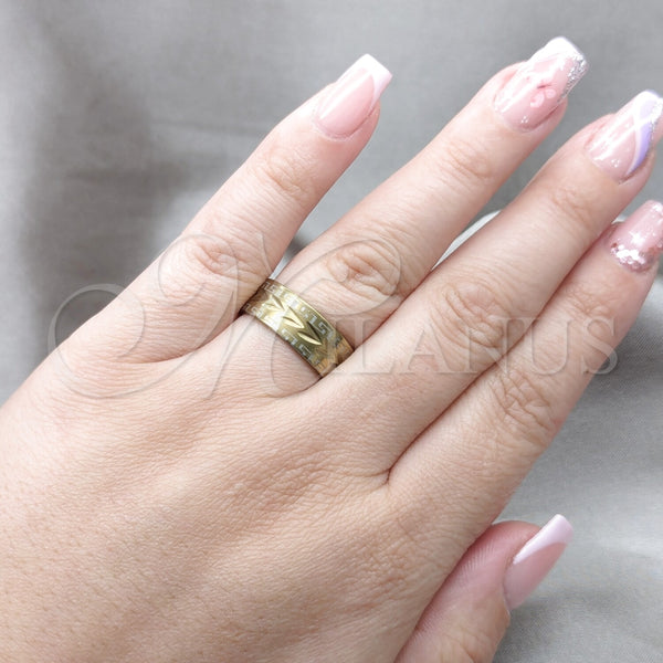 Anillo de Hombre 01.63.0688.08 Acero Inoxidable, Diseño de Oja, Pulido Azul, Tono Dorado (Size 8)