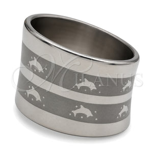 Anillo de Hombre 01.63.0689.06 Acero Inoxidable, Diseño de Delfín, Pulido Azul, Tono Plateado (Size 6)