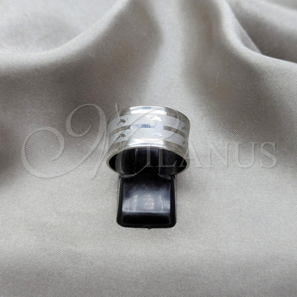 Anillo de Hombre 01.63.0689.10 Acero Inoxidable, Diseño de Delfín, Pulido Azul, Tono Plateado (Size 10)