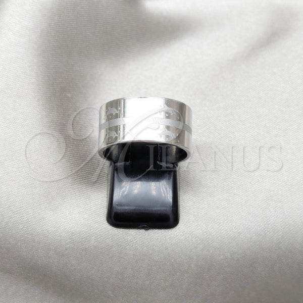 Anillo de Hombre 01.63.0690.08 Acero Inoxidable, Diseño de Delfín, Pulido Azul, Tono Plateado (Size 8)
