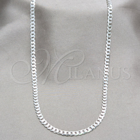 Gargantilla Basica 04.420.0032.22 Plata Rodinada, Diseño de Cubana, Pulido, Tono Plateado (Calibre 0.80, Grosor 03 MM, 22 Pulgadas de Largo)