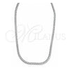 Gargantilla Basica 04.420.0032.24 Plata Rodinada, Diseño de Cubana, Pulido, Tono Plateado (Calibre 0.80, Grosor 03 MM, 24 Pulgadas de Largo)