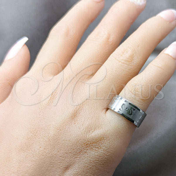 Anillo de Hombre 01.63.0692.06 Acero Inoxidable, Diseño de Libélula y Corazón, Pulido, Tono Plateado (Size 6)