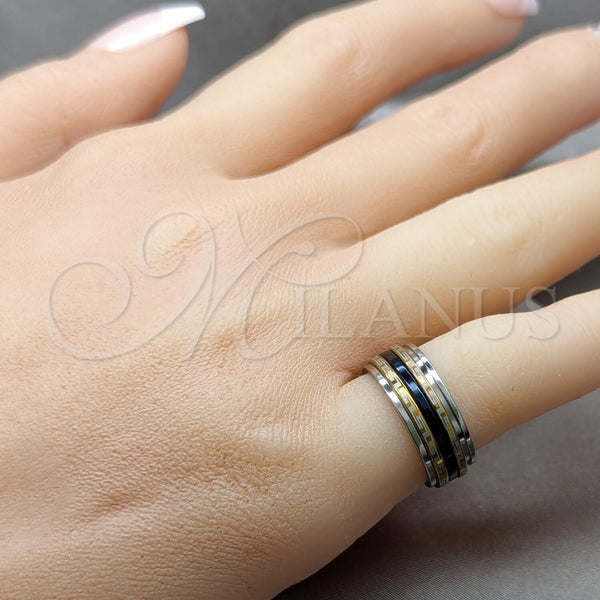 Anillo de Hombre 01.63.0696.05 Acero Inoxidable, Diseño de Duplo, Pulido, Dos Tonos (Size 5)