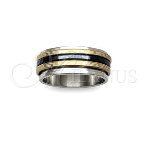Anillo de Hombre 01.63.0696.08 Acero Inoxidable, Diseño de Duplo, Pulido, Tres Tonos (Size 8)