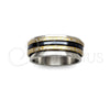 Anillo de Hombre 01.63.0696.08 Acero Inoxidable, Diseño de Duplo, Pulido, Tres Tonos (Size 8)