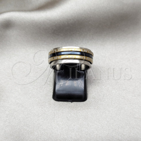 Anillo de Hombre 01.63.0696.08 Acero Inoxidable, Diseño de Duplo, Pulido, Tres Tonos (Size 8)