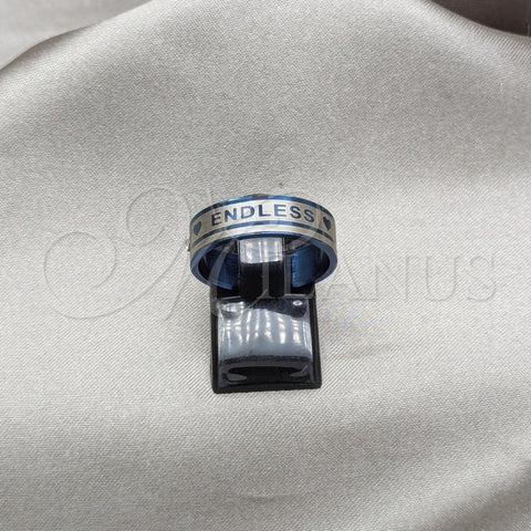 Anillo de Hombre 01.63.0697.08 Acero Inoxidable, Diseño de Corazón, con Blanca Cristal, Esmaltado Azul, Tono Plateado (Size 8)