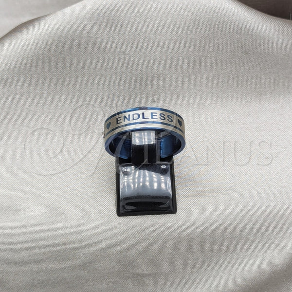 Anillo de Hombre 01.63.0697.09 Acero Inoxidable, Diseño de Corazón, con Blanca Cristal, Esmaltado Azul, Tono Plateado (Size 9)