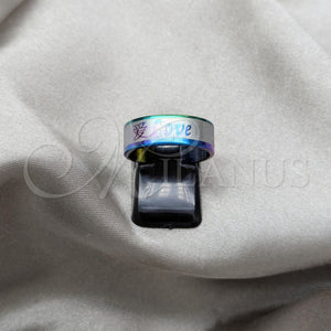 Anillo de Hombre 01.63.0698.08 Acero Inoxidable, Diseño de Corazón, Esmaltado Multicolor, Tono Plateado (Size 8)