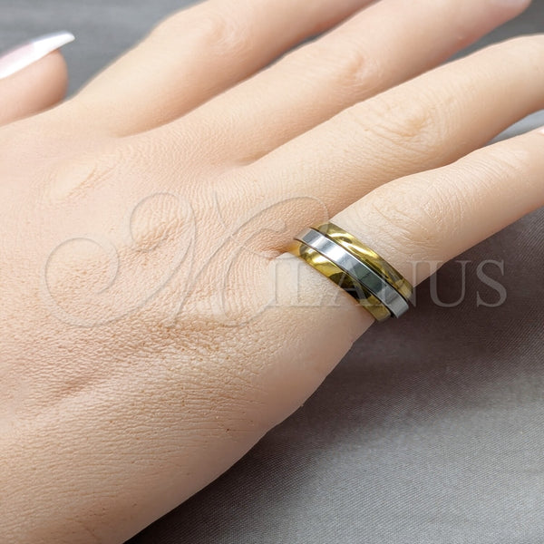 Anillo de Hombre 01.63.0701.05 Acero Inoxidable, Diseño de Duplo, Pulido, Dos Tonos (Size 5)