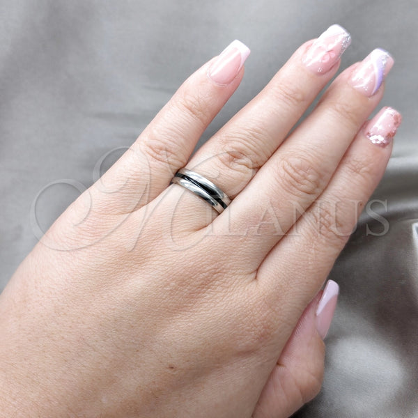 Anillo de Hombre 01.63.0703.08 Acero Inoxidable, Esmaltado Negro, Rodinado (Size 8)