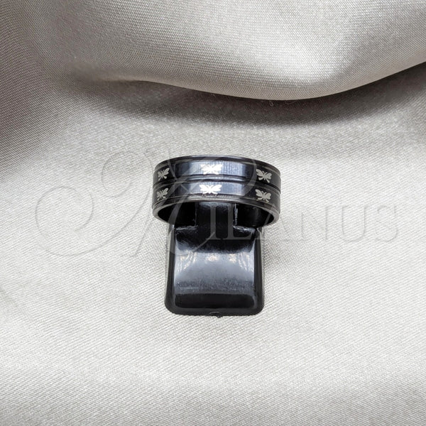 Anillo de Hombre 01.63.0704.11 Acero Inoxidable, Diseño de Mariposa y Libélula, Pulido, Rodinado Negro (Size 11)