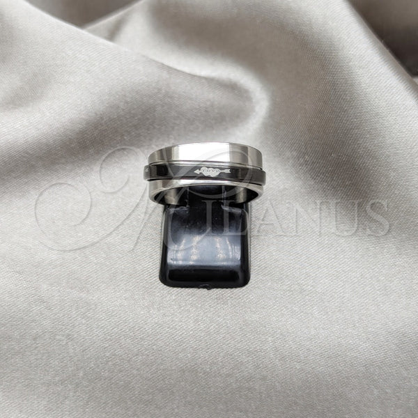Anillo de Hombre 01.63.0705.08 Acero Inoxidable, Diseño de Escorpión y Pies, Esmaltado Negro, Dos Tonos (Size 8)
