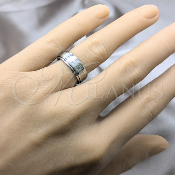 Anillo de Hombre 01.63.0707.08 Acero Inoxidable, Diseño de Flor, Pulido Negro, Rodinado (Size 8)