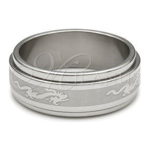 Anillo de Hombre 01.63.0707.08 Acero Inoxidable, Diseño de Flor, Pulido Negro, Rodinado (Size 8)