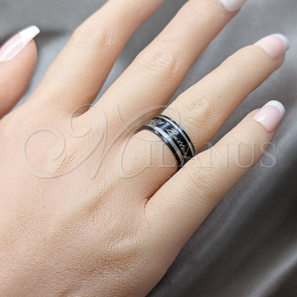 Anillo de Hombre 01.63.0709.06 Acero Inoxidable, Diseño de Flor y Corazón, Pulido, Rodinado Negro (Size 6)