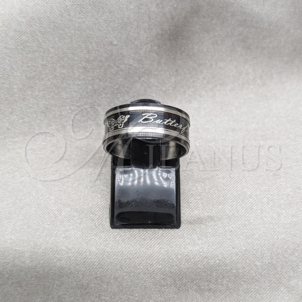 Anillo de Hombre 01.63.0709.07 Acero Inoxidable, Diseño de Elefante y Estrella, Pulido, Rodinado Negro (Size 7)